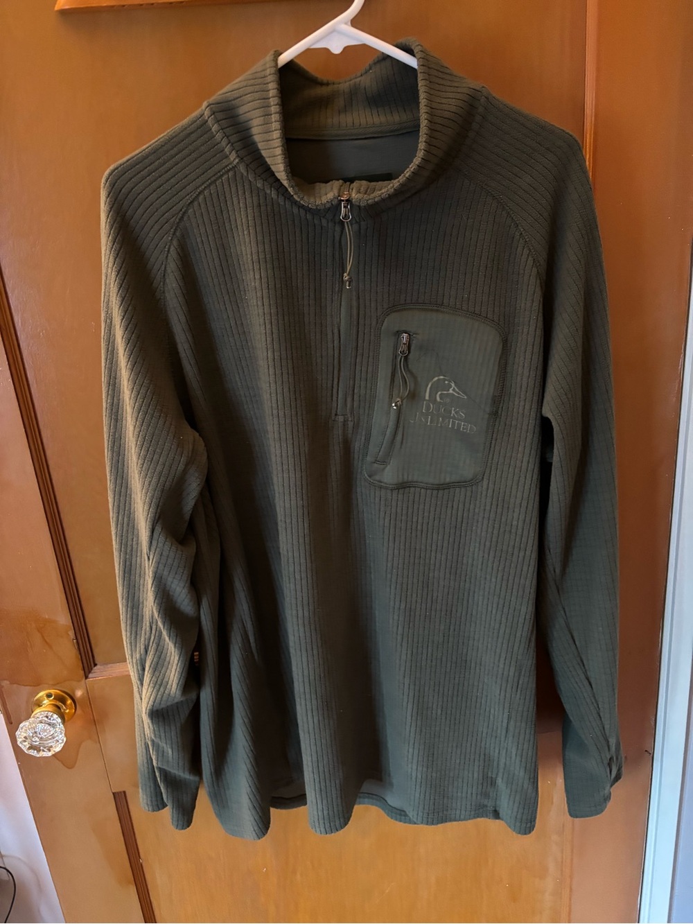 Ducks Unlimited Men's Olive Green Quarter-Zip Pullover